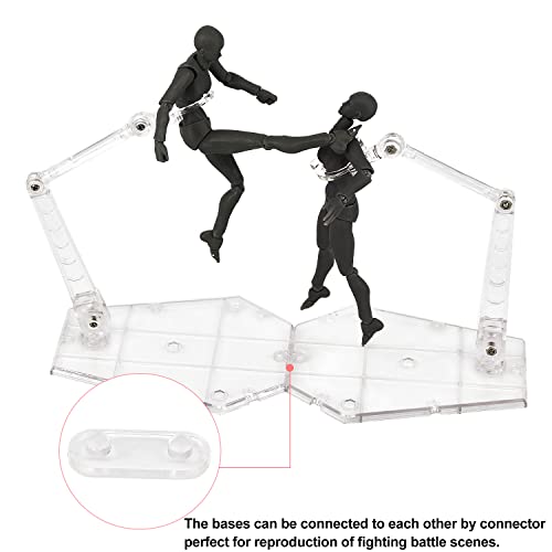 Yocoolfun 3 Pcs Action Figure Stand,Assembly Action Figure Display Holder Base Doll Model Support Stand Compatible With Hg Rg Sd Shf Gundam 1/144 Toy Clear #TOP2