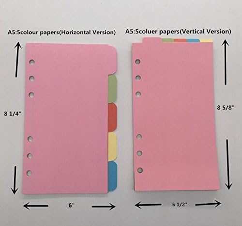 Miniatura 2 de Juego de 12 divisores A5 de 6 agujeros, duraderos, coloridos, hojas sueltas, separadores de índices con carpetas transparentes