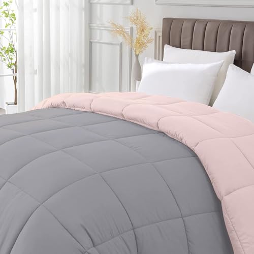 Image of Razzai Restful Sleep Microfiber Summer Season Ac Reversible Comforter 220 GSM (90 inch x 100 inch Inches /228cm x 254cm) - Double Bed Comforter|Silver /Peach|