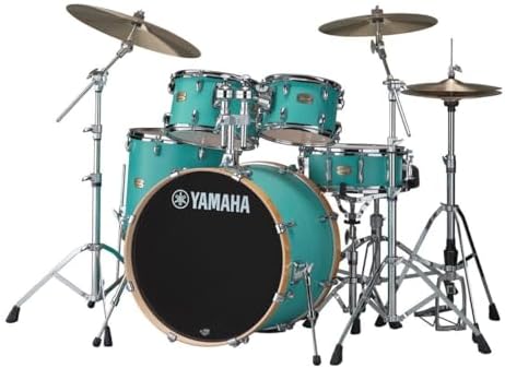 Yamaha Stage Custom Birch, 5 Piece Kit with Hardware, 20 Bass Drum Matte Surf Green