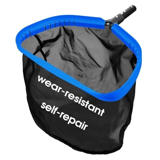 Upgraded Self-Repair Pool Net, Pool & Pond Cleaning Skimmer with Heavy Duty Nylon Net - Fine Mesh, Aluminum Frame, Deep Trash Bag for Above Ground & In-ground Pools, Leaf Skimmer Rake Net(No Pole)