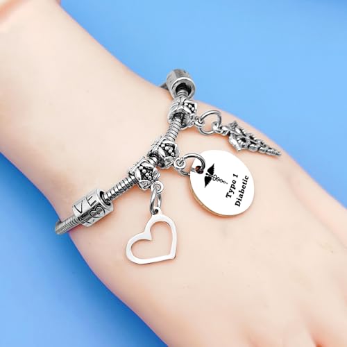 Mwphuy Medical Alert ID Bracelets for Women Type 1 Diabetic Gifts Inspirational for Women Diabetes Awareness Gifts Diabetes Doctor Specialist Endocrinology Gift Medical Alert Emergency Bracelet2