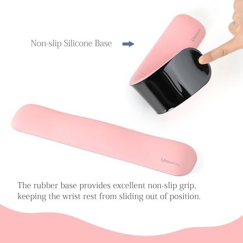 Image of UnivoColors Design-Medium Wave Keyboard Wrist Rest of Medium, Artificial Sheepskin+Memory Foam+Ergonomic+Anti-Slip Gel, Resilience Support During Work and Gaming,Keyboard Accessory,Pink