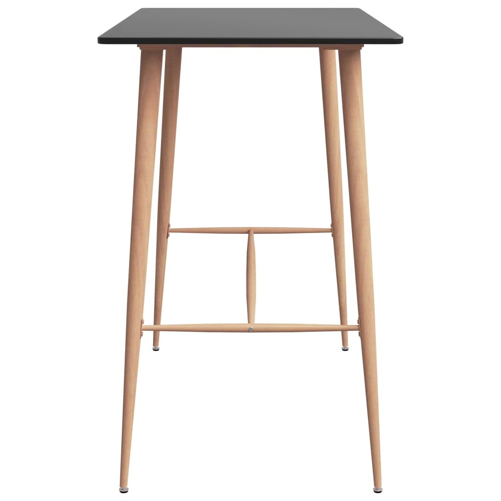 Juego de 7 piezas de bar en blanco y negro con mesa de tablero de fibra de densidad media y patas de metal y taburete de bar con respaldo para instalaciones modernas