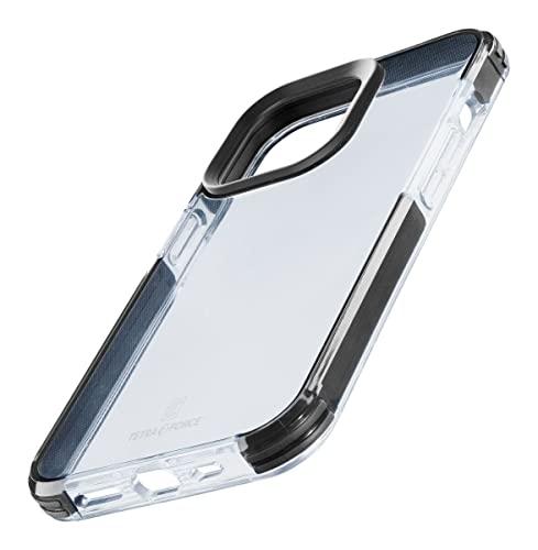 Coque iPhone 14 MagSafe Cellularline Tetra antichoc transparente et noire
