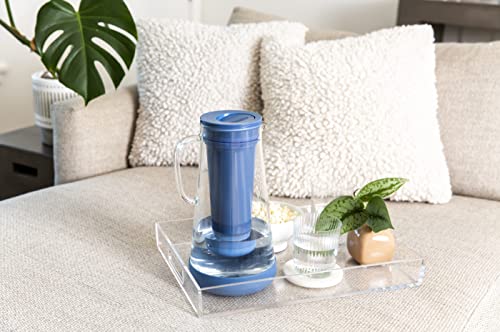 Image of LifeStraw Home- Water Filter Pitcher, 7-Cup, Glass with Silicone Base, Stormy Blue, for Everyday Protection Against Bacteria, parasites, microplastics, Lead, Mercury, PFAS and a Variety of Chemicals
