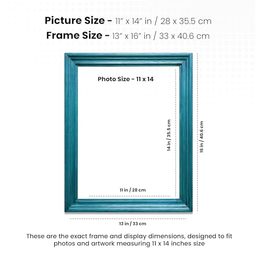 Image of Handmade Blue Wooden Rectangular Photo Frame, 11 X 14 inch Display for Artworks, Pictures and Photos of Your Loved Ones, Best for Home, Office, Wall Decor, Living Room, Bedroom, Blue Wave