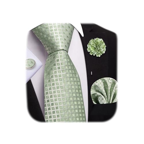 Image of Dubulle Mens Tie and Lapel Pin Paisley Striped Floral Necktie for Men Pocket Square Cufflinks 4PCS Set Wedding Party