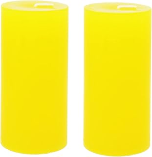 KuTi Kai Vela de pilar de color sólido, sin perfume de algodón sin humo, larga duración de combustión, adecuada para bodas, iglesias, decoración del hogar, juego de 2 piezas (amarillo, 5 x 15 cm)
