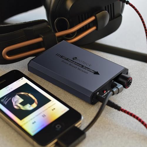 Neoteck Wzmacniacz słuchawkowy, przenośny, 3,5 mm, ładowany dźwięk, wzmacniacz słuchawkowy HiFi, z baterią litową i aluminiową matową powierzchnią