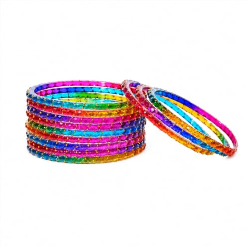 Image of Raindrop Crystal Glass Bangles, Pack of 12