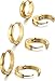 3 Pairs Small Gold Hoops Hypoallergenic Cartilage Hoops Earrings Huggie Hoops Earrings for Women Men 14K Gold Earrings,Tragus Hoop for Body Piercing (Cuboid Gold 3 Pairs（6mm/8mm/12mm）)