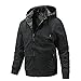 Ying Sport Veste Homme Automne Hiver Tendance Mode Rayé Épissage Homme Réversible Veste Lâche Classique Cardigan Détachable Chapeau Plein Air Décontracté Jogging Homme Sweat À Capuche K-Black4 XL