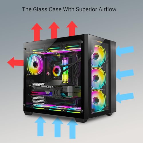 IONZ KZ-ZE/B PC Gaming Case, ATX Mid Tower, Dual Chamber Dynamic Extended Series,Tempered Glass, 4 x ARGB PWM Fans Included - Black - Image 6