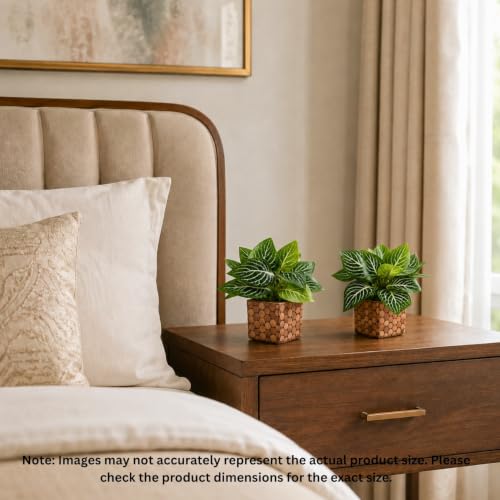 Image of DecoreBugs Artificial Real Touch Flower Plant with Pot (Pack of 2), 16 cm Height, Decorative Faux Floral Plant for Home, Office, Living Room, Bedroom, Table & Shelf Decor