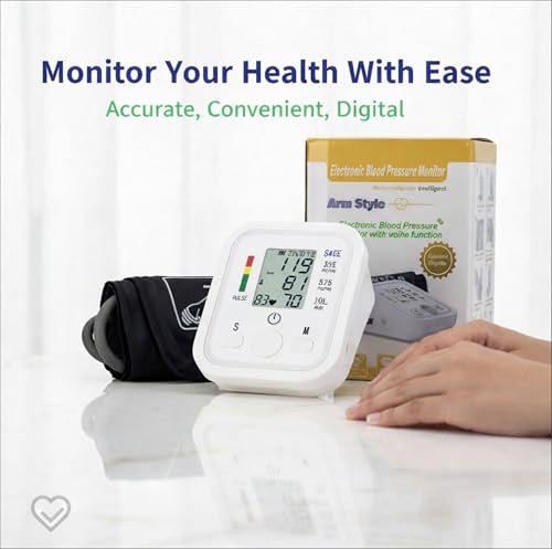 Image of Fully Automatic Digital Blood Pressure Monitor with Intellisense Technology | Upper Arm BP Machine for Home Use | LCD Display | Accurate Hypertension Detector | Memory Function | Portable BP Checker