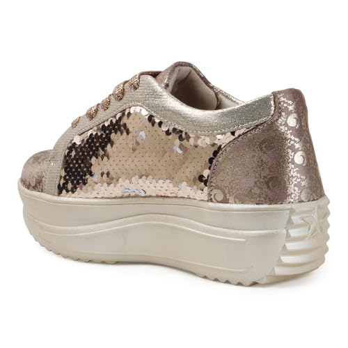 Image of Vendoz Women Wedding & Party High Heel Sneakers I Cushioned Insole I Glittery & Embellished Bridal Wear I Lightweight and Stylish Shoes for Girls CNV4033