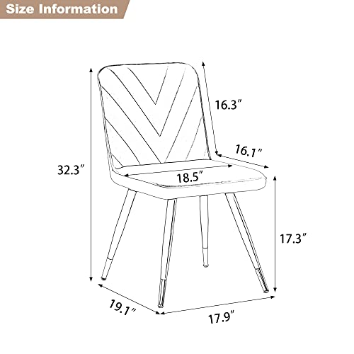 Apeaka Upholstered Dining Chairs Set Of 2, Modern Fabric Armless Dining Room Chairs Kitchen Table Side Chairs Home Desk Chair With Metal Legs White Gray #TOP6