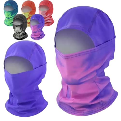 Unisex Heat Reactive Balaclava, Color-Changing Thermal Mask for Skiing Hiking Biking, Full Head Wrap (US, Alpha, One Size, Purple to Pink)