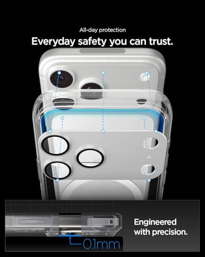 Image of Spigen Glas.tR EZ Fit Optik Pro XL Tempered Glass Camera Lens Protector for iPhone 17 Pro Max - Silver [1 Pack]