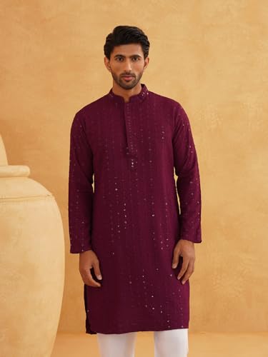 Image of SOJANYA Premium Embellished Cotton Kurta with Sequin Detailing