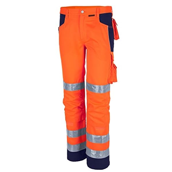 Qualitex - broek PRO WS - hoogwaardig, 2-kleurig mengweefsel, 245g/m2, in 2 fluorescerende kleuren met reflecterende strepen en paspels