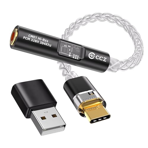 Image of Kinboofi USB C to 3.5mm Audio Adapter with Dual Chip Hi-Res 32bit /384KHz DAC& 24bit /96KHz ADC Dongle Cable Cord,USB C to Aux Dongle HiFi Headphone Jack Cable for More Type C Devices (Black, USBC)