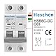 Heschen DC Miniatur-Leistungsschutzschalter, HSB6C-DC, 2 Polig, DC500V 63A, Photovoltaik-Leistungsschalter, für Solar-PV-Anlage Solarzellen Gittersystem, 35mm DIN-Schienenmontage, grau
