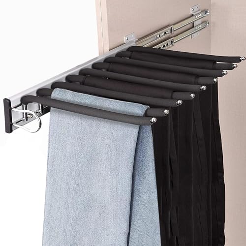 Porte-pantalons coulissant gain de place avec tringle télescopique armoire