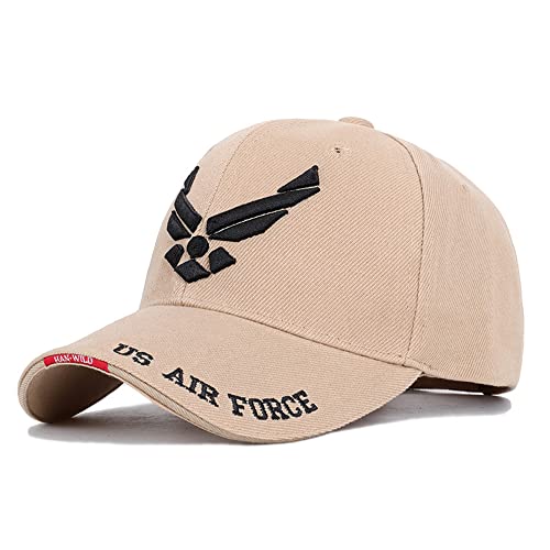 Gorra de béisbol Air Force bordada ajustable color caqui