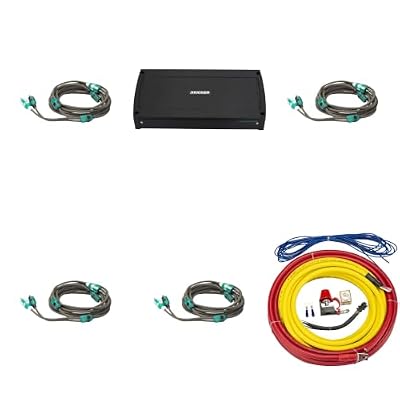 Kicker KXMA800.8 Marine 8-Channel Amplifier Kit with 4 Gauge Wiring & RCA Cables – High Power DIY Boat Audio Add-On for Pontoon & Wake Boats, Tower & Cabin Speakers
