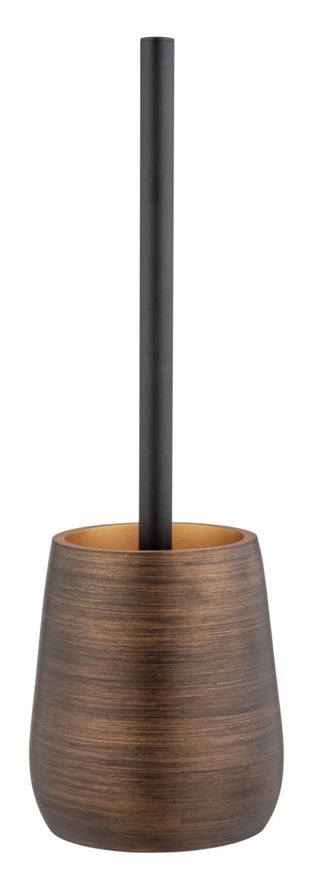 WENKO WC-Garnitur Mod. Palena, Toilettenbürstenhalter aus Polyresin, inkl. Toilettenbürste mit auswechselbarem Bürstenkopf zur hygienischen Reinigung, Ø 12,5 x 37 cm, Bronze