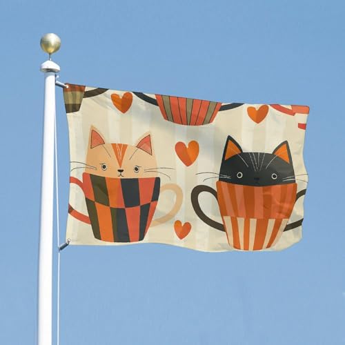 Drapeau There A Cat in The Cup : solution déco murale économique 1,5x2,4m - 3