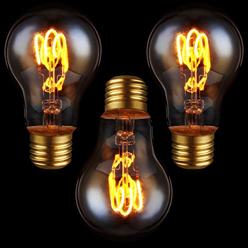 Edison LED-Filament-Glühbirne dimmbar E27 2,5 Watt Einzelwendel 1.800 K extra-warmweiß 136lm A60 LED-Leuchtmittel Dekolampe Vintage Retro 3-Pack