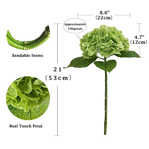 Yalzonemet Dark Green Real Touch Artificial Flower Hydrangea,3 Pcs Lifelike Fake Latex 21Inch Large Faux Hydrangea Flowers For Home Decoration Bridal Bouquet Wedding Decor #TOP2