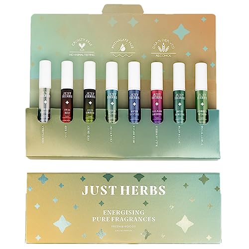 Just Herbs EDP Perfumes Trial Set of 8 x 3ml Long Lasting Pocket Perfume Fragrances for Men and Women (Fresh & Woody) & Just Herbs Matte Lipstick Combo - Image 3