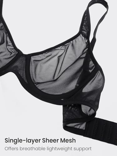 DELIMIRA Women's Cosnufy Sheer Balconette Bra Full Coverage See Through Plus Size Unlined Underwire Bras3