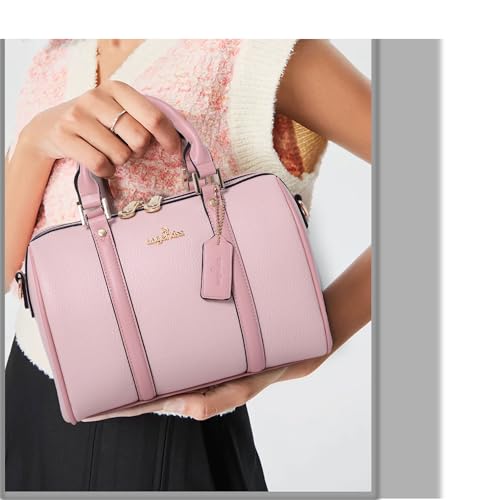 Image of Angel Kiss Women Satchel Purses and Handbags Vegan Leather Boston Barrel Bag Top Handle Shoulder Purse with Crossbody Strap | Vegan Leather