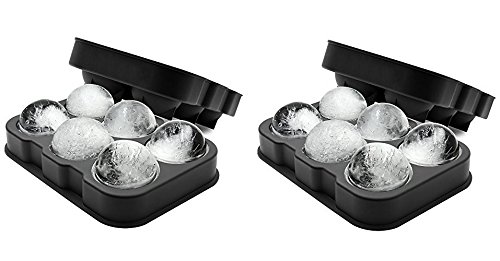 FuKiPro Funky Kitchen Products XXL-Eiskugelform für 6 Eiskugeln mit 4,5 cm Durchmesser aus Silikon (Doppelpack)