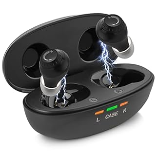 Mini Digital - ITE ricaricabile personale - dispositivo leggero con cancellazione del rumore, rilevamento nell'orecchio e quadrante di controllo del volume per adulti anziani, nero