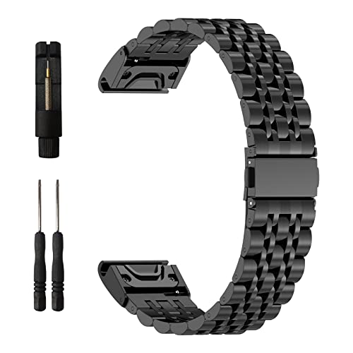 EZMVZKU 22mm QuickFit Metall Armband für Garmin Fenix 7/7 Pro/6/6 Pro/Fenix 8 AMOLED/8 pro 47mm,Edelstahl Ersatzarmband für Fenix 5 Plus/Forerunner 970 965 955 945/Approach S62/Quatix 8/tactix 8 47mm
