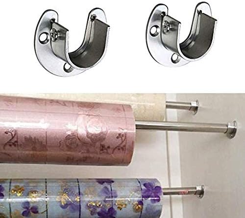 YUEWO U Stainless Steel Closet Pole Sockets- Closet Rod End Supports, Flange Set Rod Holder With Screws For Closet Curtain (U Shaped)