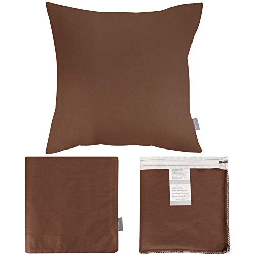 4-Pack 100% Cotton Comfortable Solid Decorative Throw Pillow Case Square Cushion Cover Pillowcase Sublimation Blank Pillow Covers(Cover Only,No Insert)(18X18 Inch/ 45X45Cm,Coffee) #TOP6