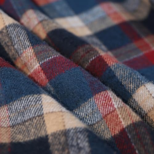 Image of Dubinik Mens Shacket Flannel Shirt for Men Lightweight Jacket Casual Plaid Coat with Warm Lining Long Sleeve Button