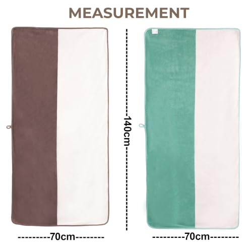 Image of Story@Home 500 GSM Microfiber Towels for Bath Large Size | Towel Set of 2 |Super Soft Color Blocked Bath Towel | 70 x 140 cm | Dusty Rose & Mint Green | Skin & Hair Friendly Bath Towel for Men, Women