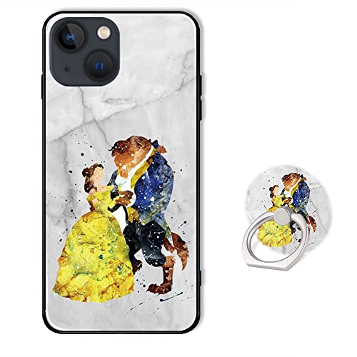 Cute Phone Case For Iphone 13 With Ring Holder Kickstand,Soft Tpu Rubber Silicone Protective Cover For Iphone 13 6.1 Inch - Marble Design #TOP14