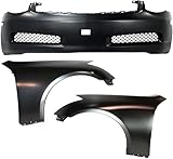 Evan Fischer Front Bumper Cover Set of 3 Compatible with 2003-2007 Infiniti G35 Coupe Coupe -...