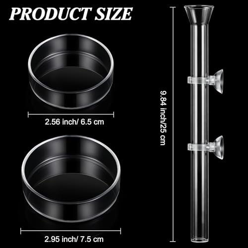 Image of CHENGU 3 Pieces Shrimp Feeding Tube and Dish Set, 10 Inch Glass Shrimp Feeder Tube and 2 Aquarium Dish Bowl Fish Tank Feeding Supplies for Fish Tank Aquarium