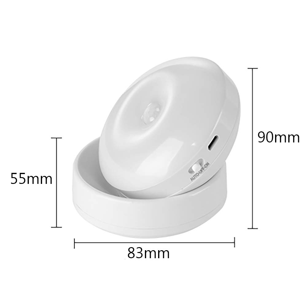 La luz del Sensor, Armario de luz, luz de Noche LED portátil, 360 ° de rotación, USB Recargable, Base magnética, Doble Modo de inducción de luz, medioambiental y de Ahorro de energía