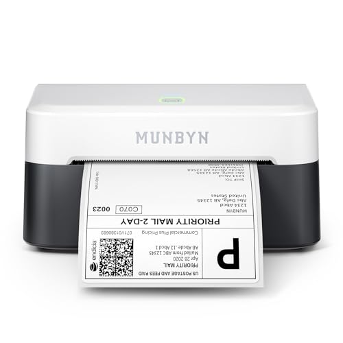 MUNBYN Bluetooth Etikettendrucker DHL Label Printer 4x6 Labeldrucker Thermodrucker für Shopify Etsy Amazon DHL Evri DPD UPS FedEx 403B Schwarz